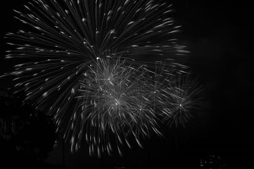 Vertical fireworks at night